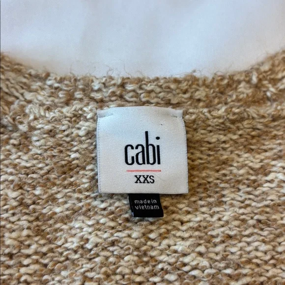 CAbi Tilt Cardigan Cotton Blend Oversized Sweater Tan and Gray XXS - Picture 9 of 15